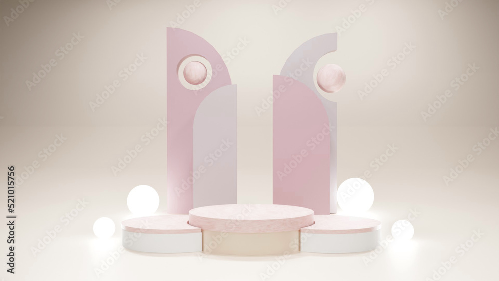3d render abstract platform podium. Realistic pastel mock-up for products promotion. Abstract modern minimal background with empty podium. Display product minimal scene with geometric podium platform. 3d render abstract platform podium. Realistic pastel mock-up for products promotion. Abstract modern minimal background with empty podium. Display product minimal scene with geometric podium platform.