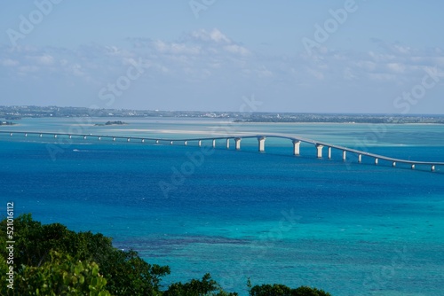 Irabu Bridge crossing the beautiful sea of Miyako Island