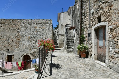 Fototapeta Naklejka Na Ścianę i Meble -  A small street between the old houses of Zungoli, one of the most beautiful villages in Italy.