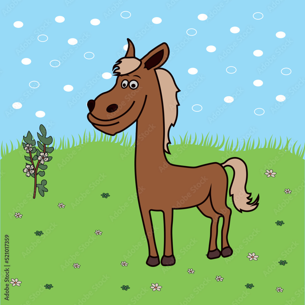 cute horse in nature vector cute horse in nature vector