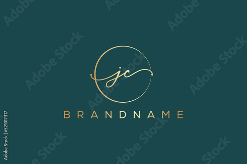 J C  JC hand drawn logo of initial signature, fashion, jewelry, photography, boutique, script, wedding, floral and botanical creative vector logo template for any company or business.