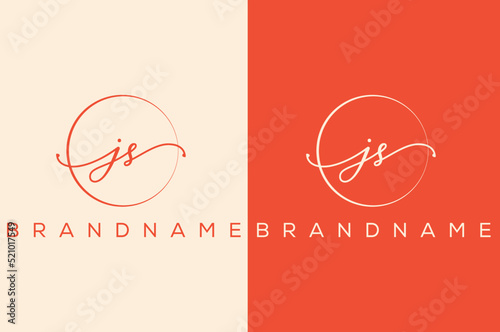 J S JS hand drawn logo of initial signature, fashion, jewelry, photography, boutique, script, wedding, floral and botanical creative vector logo template for any company or business.
