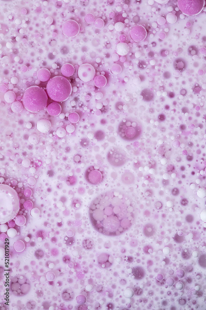 Top view abstract of pink bubbles in paint. Inks, spheres, oil. Colorful shapes. Top view abstract of pink bubbles in paint. Inks, spheres, oil. Colorful shapes.
