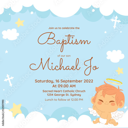 Fotografia Hand drawn baptism invitation design