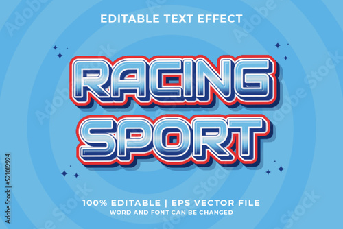 3d Racing Sport Cartoon Editable Text Effect Premium Vector