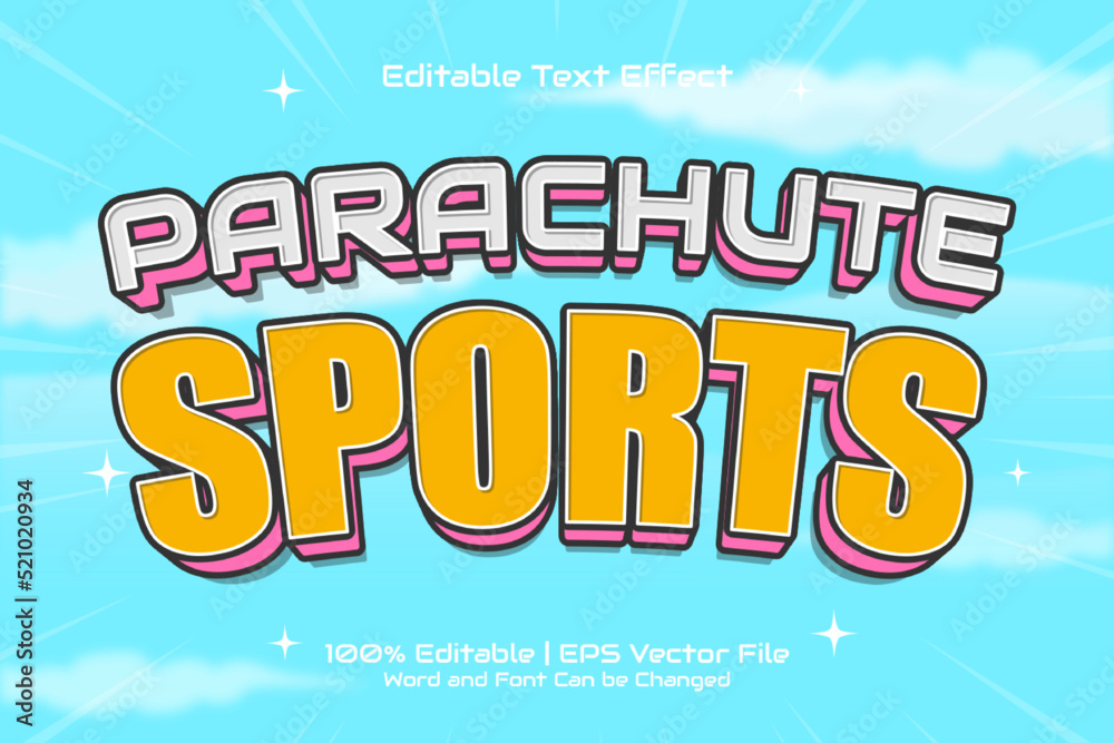 Parachute Sports editable text effect Cartoon style