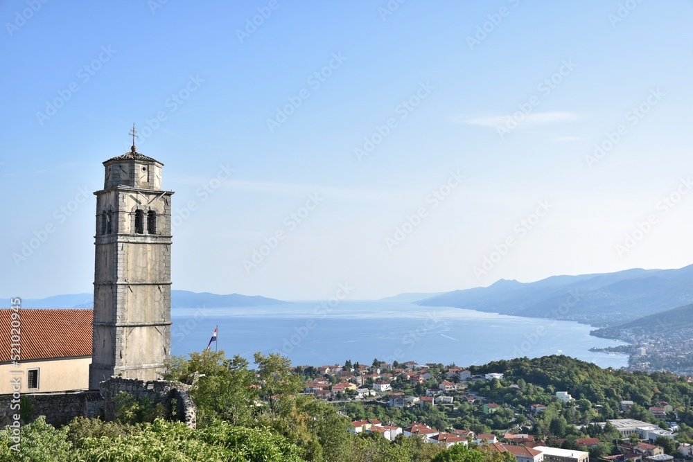 View from the old town of Kastav towards the Adriatic sea of Istria, Croatia