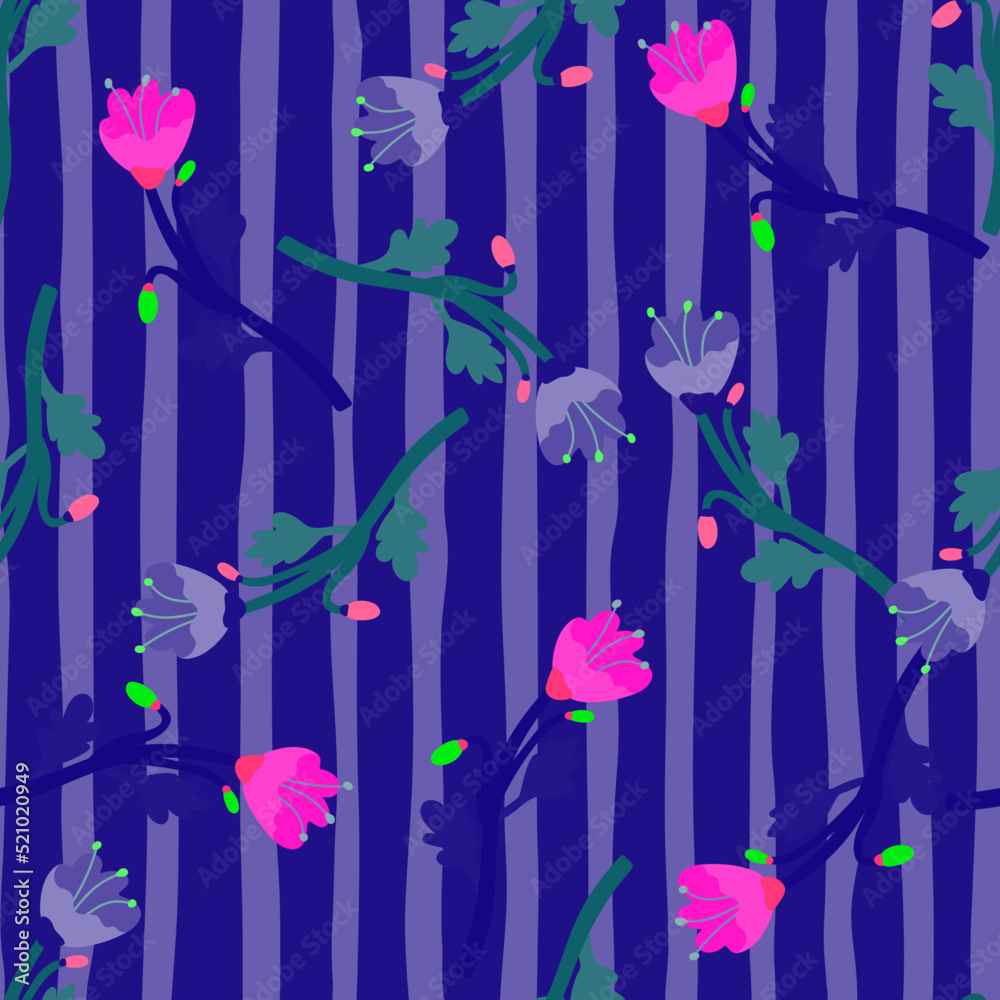 Obraz premium Vintage botanical flower seamless pattern. Naive art. Strange floral wallpaper.