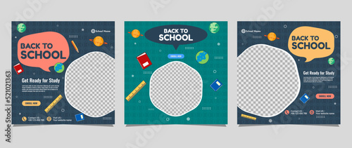Back to school social media post template design. For web ads, postcard, card, business messages, discount flyers and big sale banners