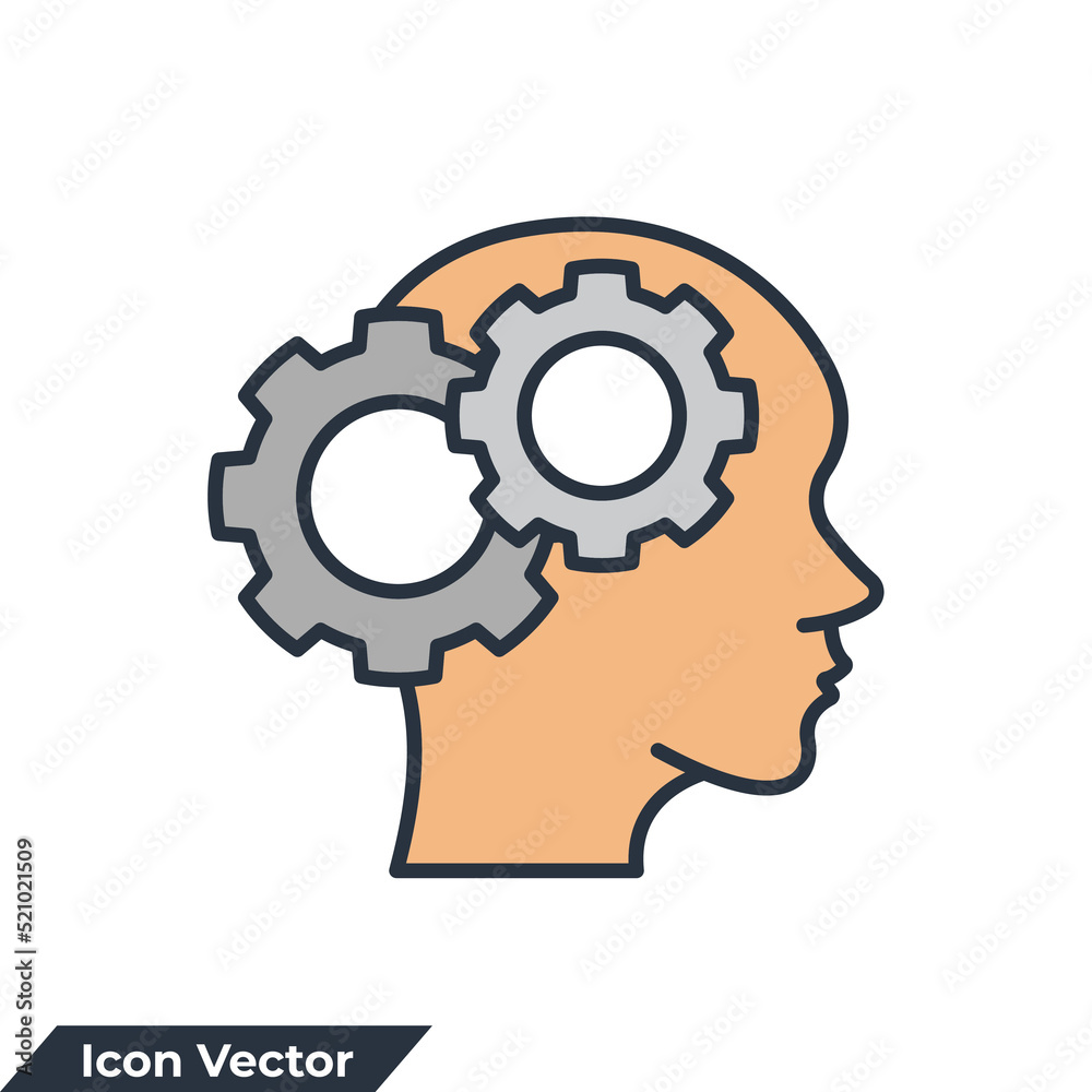 psychology icon logo vector illustration. People head with gear symbol template for graphic and web design collection psychology icon logo vector illustration. People head with gear symbol template for graphic and web design collection