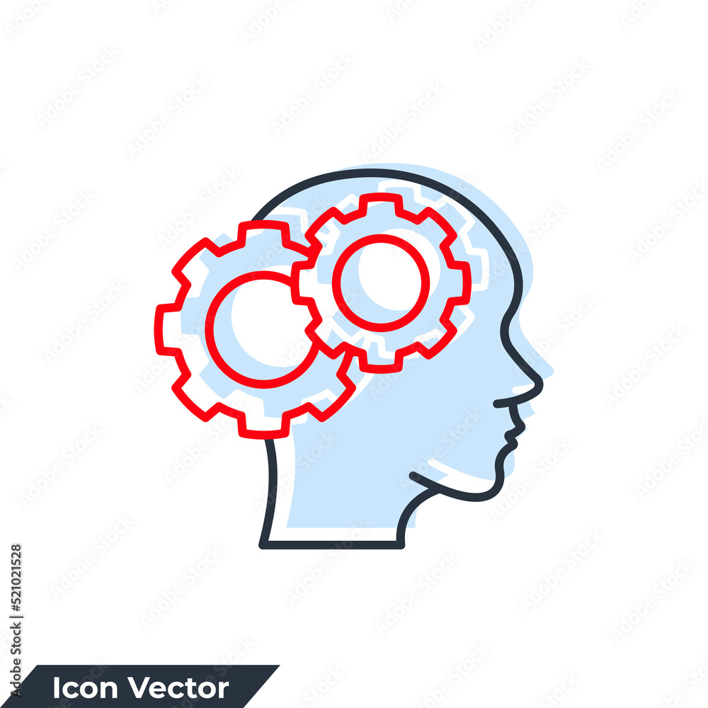 psychology icon logo vector illustration. People head with gear symbol template for graphic and web design collection psychology icon logo vector illustration. People head with gear symbol template for graphic and web design collection