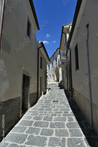 A small street between the old houses of Zungoli, one of the most beautiful villages in Italy.