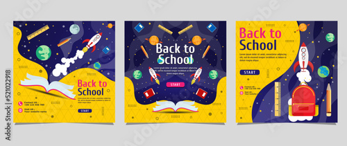 Back to school social media post template design. For web ads, postcard, card, business messages, discount flyers and big sale banners