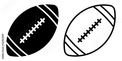 American football ball icon. Rugby ball isolated icon. Black football symbol. Vector illustration.