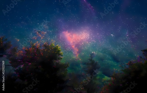 Milky Way Galaxy. Long exposure photograph. With grain