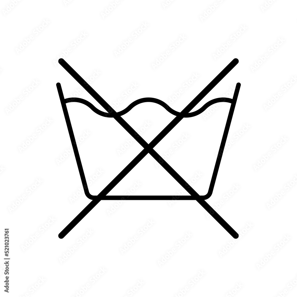 Do not wash icon. Black linear icon. Isolated wash icon. Vector illustration. Do not wash icon. Black linear icon. Isolated wash icon. Vector illustration.