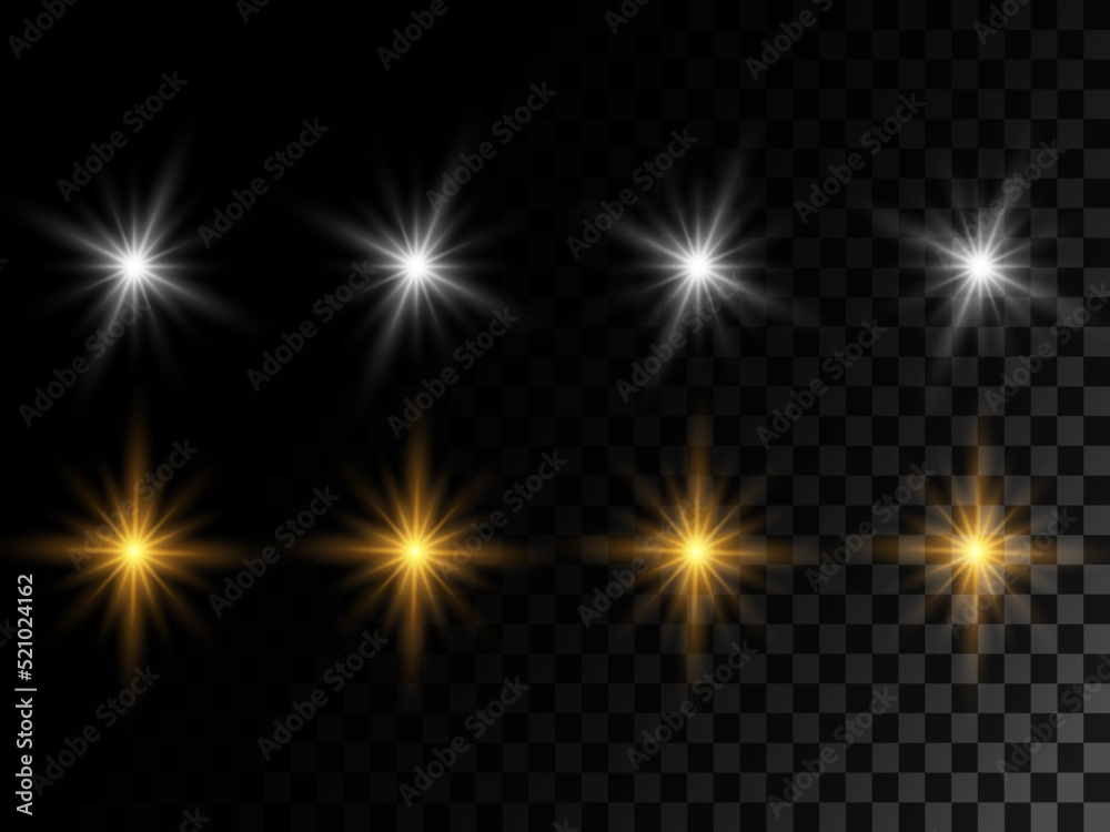 Set of Vector glowing light effect stars bursts with sparkles on transparent background. Set of Vector glowing light effect stars bursts with sparkles on transparent background.