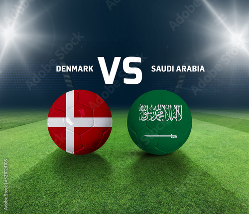 Soccer matchday template. Denmark vs Saudi Arabia Match day template. 3d rendering