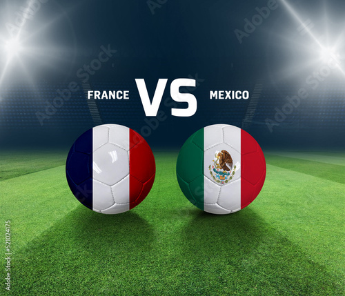 Soccer matchday template. France vs Mexico Match day template. 3d rendering