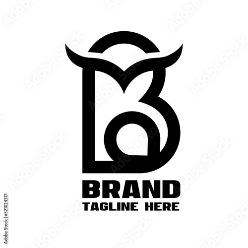 Modern Letter B bird owl logo. Vector illustration photo