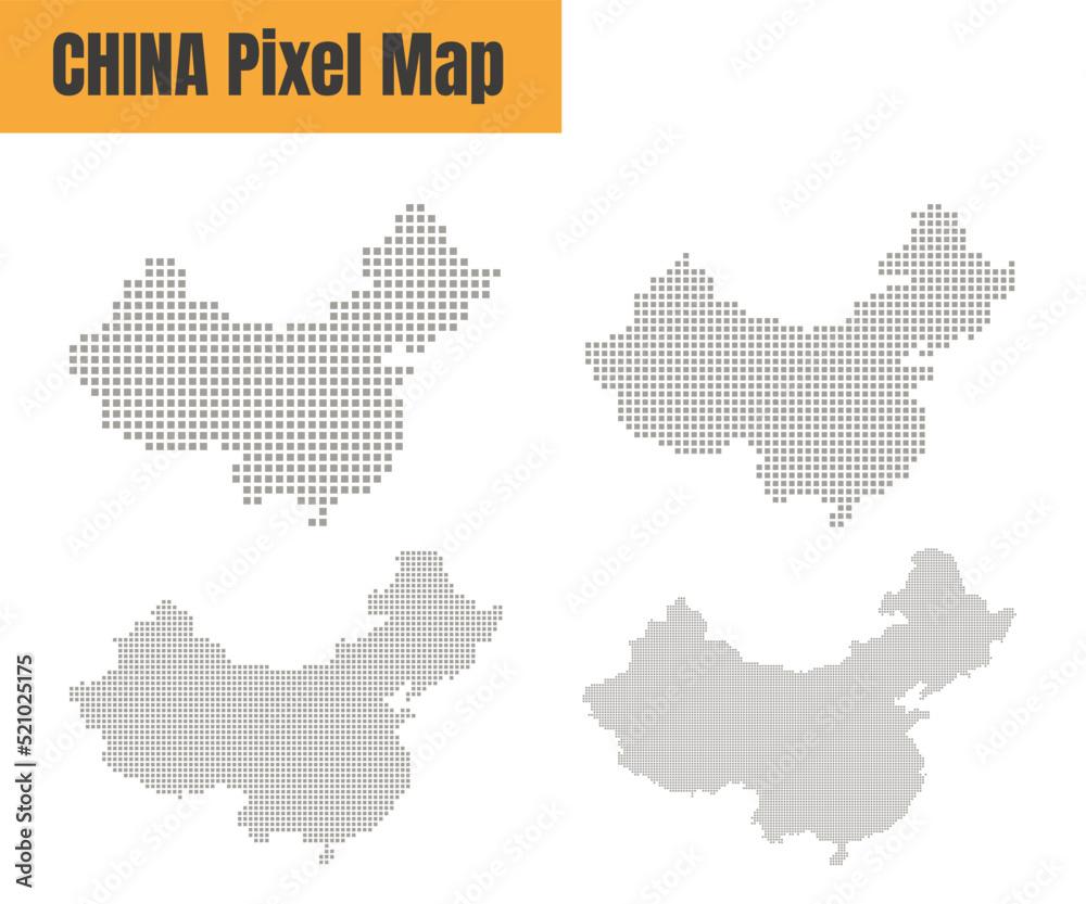 Abstract China Map with Dot Pixel Spot Modern Concept Design Isolated on White Background Vector illustration.