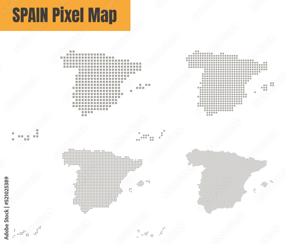 Abstract Spain Map with Dot Pixel Spot Modern Concept Design Isolated on White Background Vector illustration.