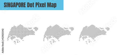 Abstract Singapore Map with Dot Pixel Spot Modern Concept Design Isolated on White Background Vector illustration.
