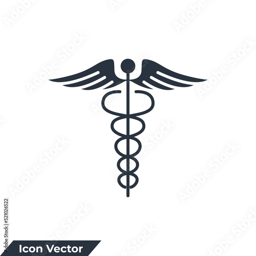 medicine and healthcare icon logo vector illustration. Caduceus glyph symbol template for graphic and web design collection