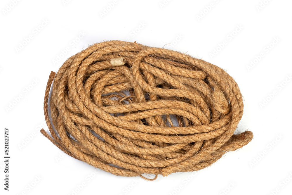 Top view of rope isolated on white background
