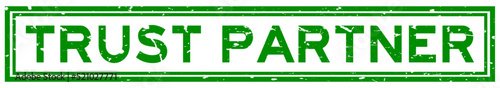 Grunge green trust partner word sqaure rubber seal stamp on white background