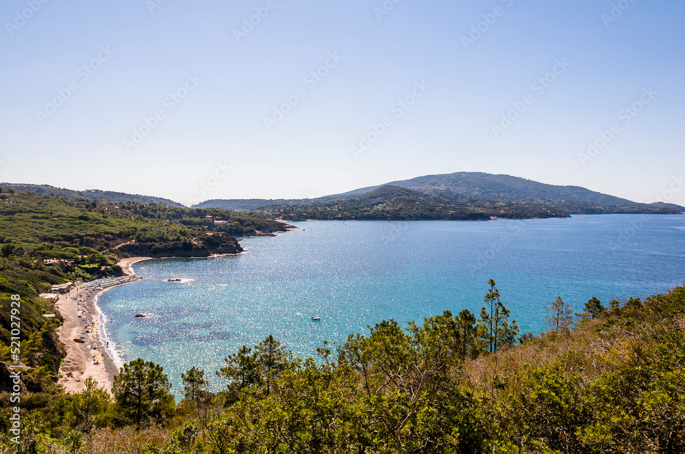 Capoliveri, Norsi, Elba, Bucht, Golfo Stella, Capo Norsi, Felsen, Strand, Küste, Küstenstrasse, Insel, Segelschiffe, Wassersport, Toskana, Toskanischer Archipel, Sommer, Italien