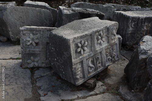 Xanthos  Ksantos an ancient city ant the capital of Lycia. Ruins and an amphitheater between Fethiye and Kas in Turkey. photo