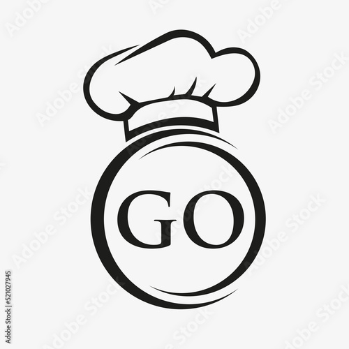 Initial Letter GO Restaurant Logo Template. Restaurant Logo Concept with Chef Hat Symbol Vector Sign