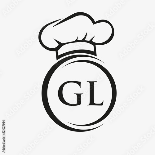 Initial Letter GL Restaurant Logo Template. Restaurant Logo Concept with Chef Hat Symbol Vector Sign