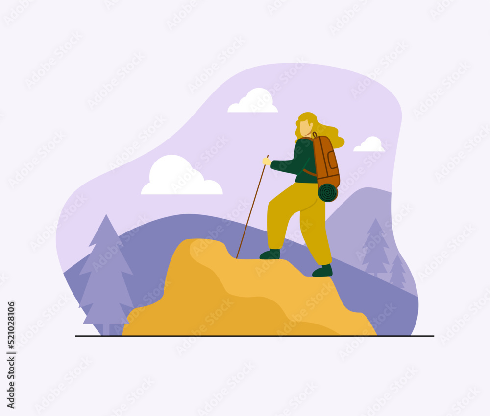 woman hiking in hills