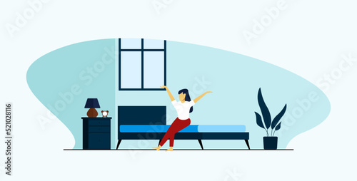 Woman waking up from bed