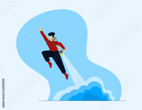 man flying with jetpack photo