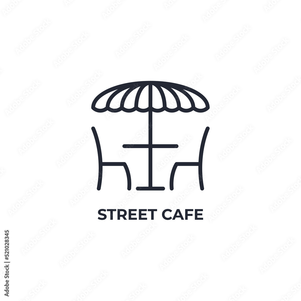 street cafe line icon. linear style sign for mobile concept and web design. Outline vector icon. Symbol, logo illustration. Vector graphics street cafe line icon. linear style sign for mobile concept and web design. Outline vector icon. Symbol, logo illustration. Vector graphics