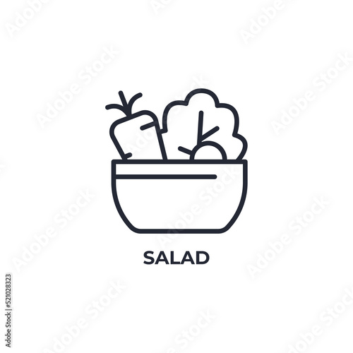 salad line icon. linear style sign for mobile concept and web design. Outline vector icon. Symbol, logo illustration. Vector graphics