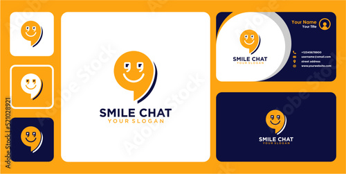 smile logo design with chat or talk and business card