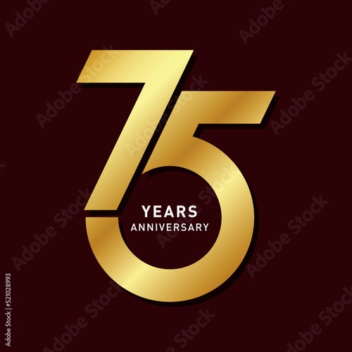 75 years anniversary celebration logo, mnemonic, unit, graphic, concept, template, banner, design, icon, poster, unit, label, web header. Golden Jubilee celebrations of togetherness - vector photo