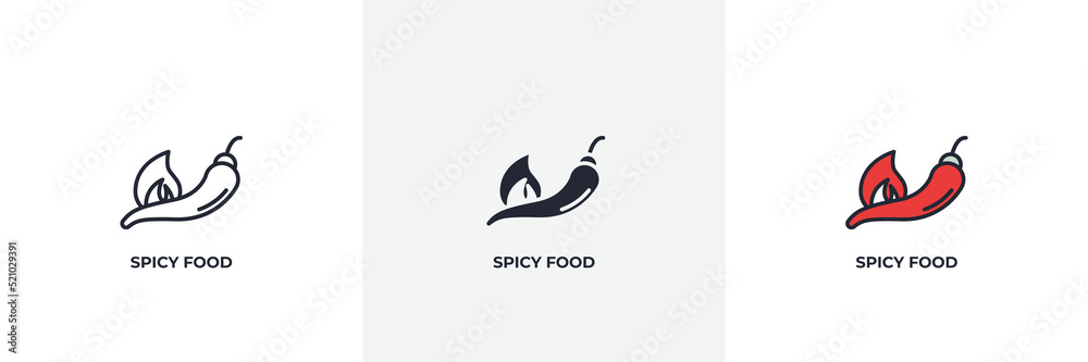 Fototapeta premium spicy food icon. Line, solid and filled outline colorful version, outline and filled vector sign. Idea Symbol, logo illustration. Vector graphics