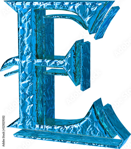 Fluted blue symbol. right side view