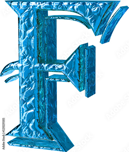 Fluted blue symbol. right side view