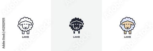 lamb icon. Line, solid and filled outline colorful version, outline and filled vector sign. Idea Symbol, logo illustration. Vector graphics