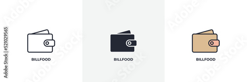 billfood icon. Line, solid and filled outline colorful version, outline and filled vector sign. Idea Symbol, logo illustration. Vector graphics