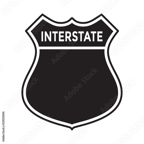 interstate highway sign, blank, red and blue, vector illustration