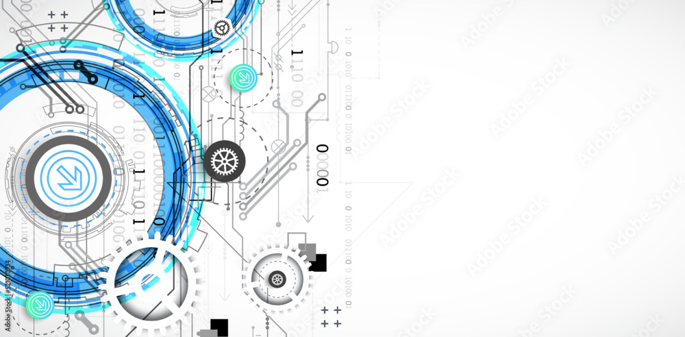 Obraz premium Abstract technology concept. Circuit board, high computer color background. Vector illustration with space for content, web - template, business tech presentation.