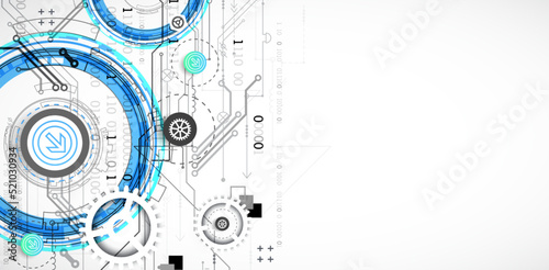 Abstract technology concept. Circuit board  high computer color background. Vector illustration with space for content  web - template  business tech presentation.