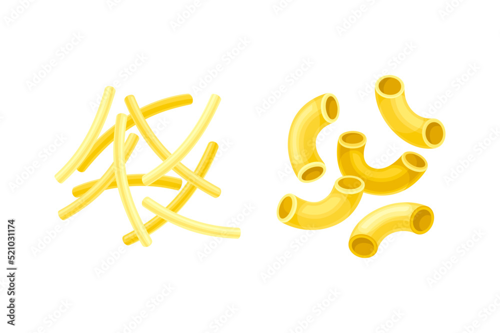 Pasta of Wheat Flour for Cooking and Culinary Vector Set Pasta of Wheat Flour for Cooking and Culinary Vector Set